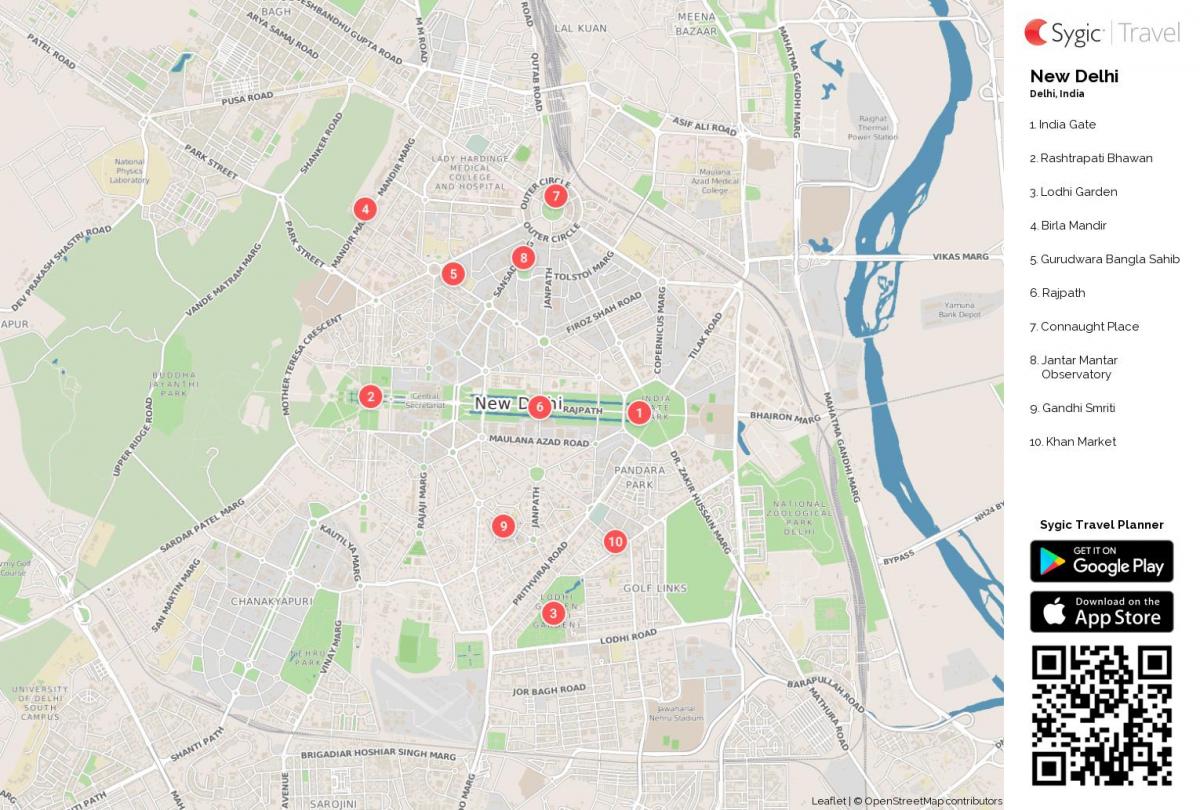 خريطة المعالم السياحية في نيودلهي
