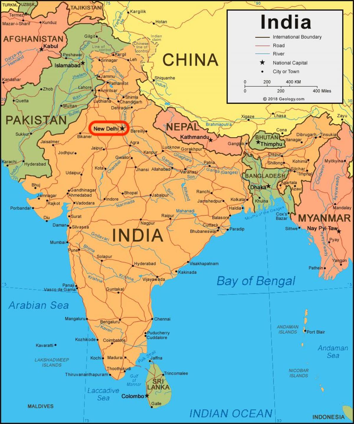 نيودلهي على خريطة الهند