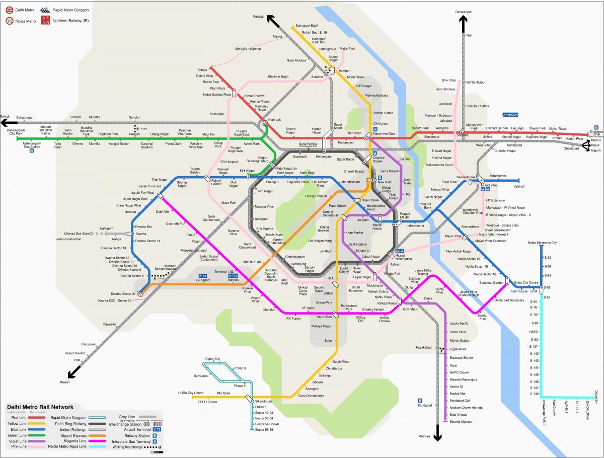خريطة محطات السكك الحديدية في نيودلهي